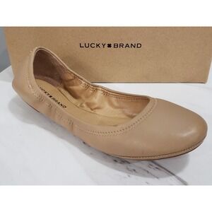 NEW Lucky Brand Emmie Beige Leather Ballet Flats Size 8M‎ Slip-on Shoes Taupe